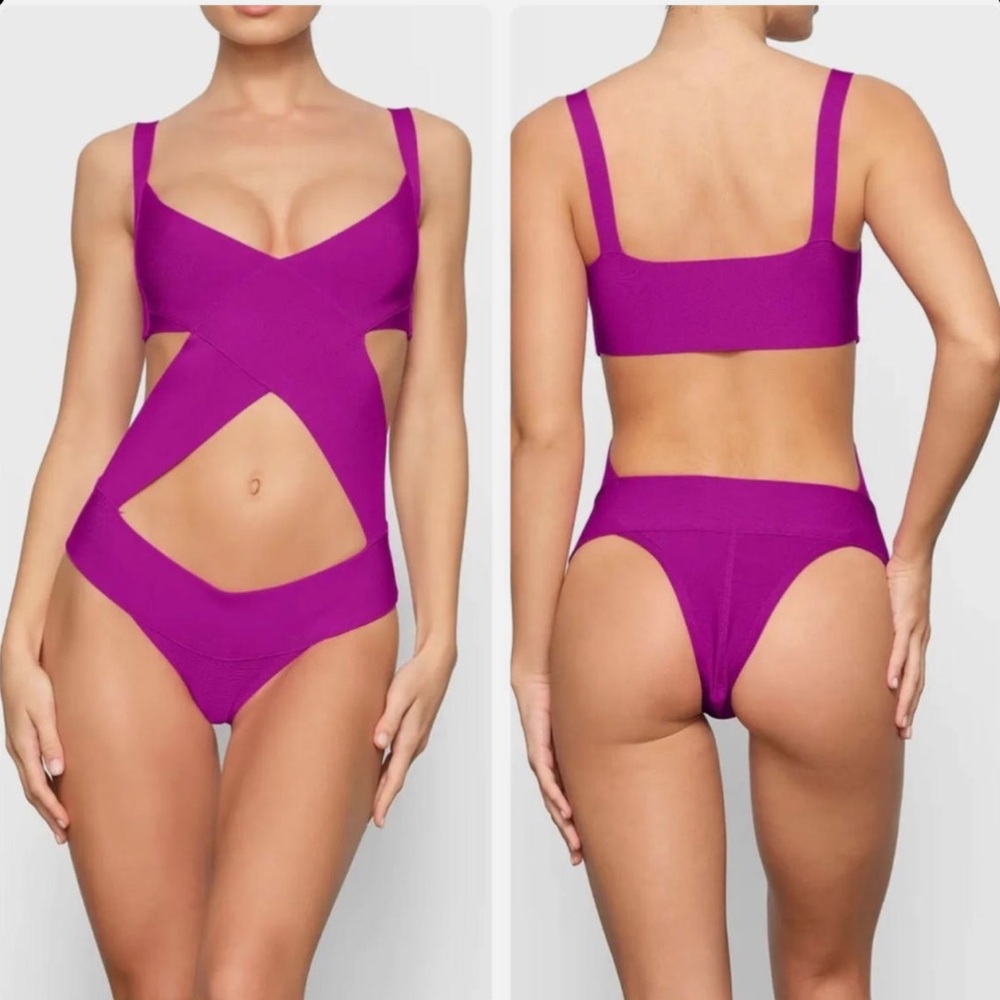 SKIMS Knit Swim Monokini, Lollipop